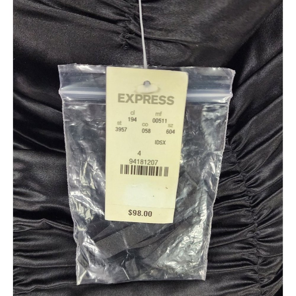 Express Dress Womens 4 Black Draped Strapless Silk Mini Dress - Picture 12 of 15